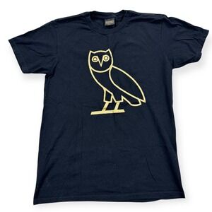 OVO October's Very Own T-Shirt  Big Gold Owl Men's Small Black Short Sleeve